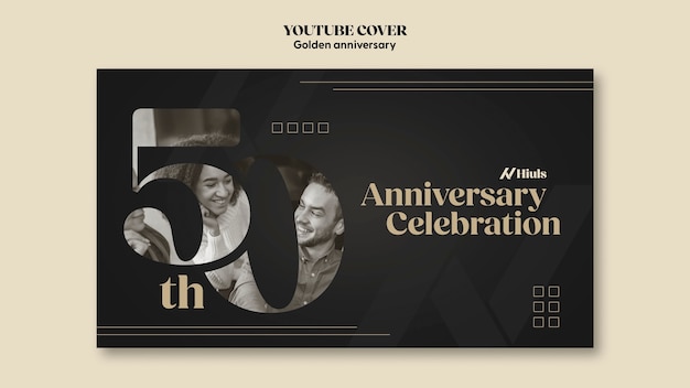 Free PSD golden anniversary template design