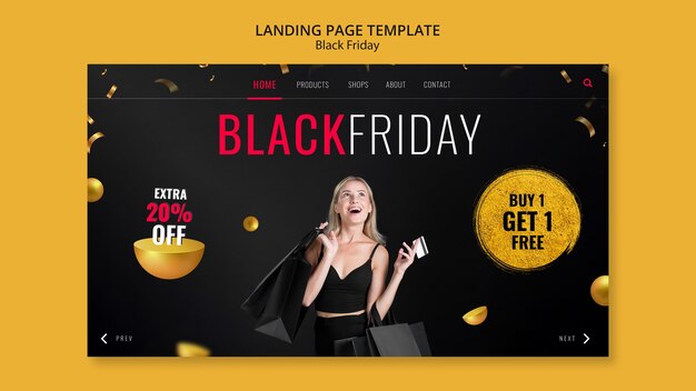 Free PSD golden black friday landing page