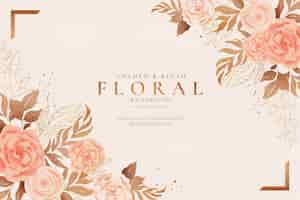 Free PSD golden and blush floral background