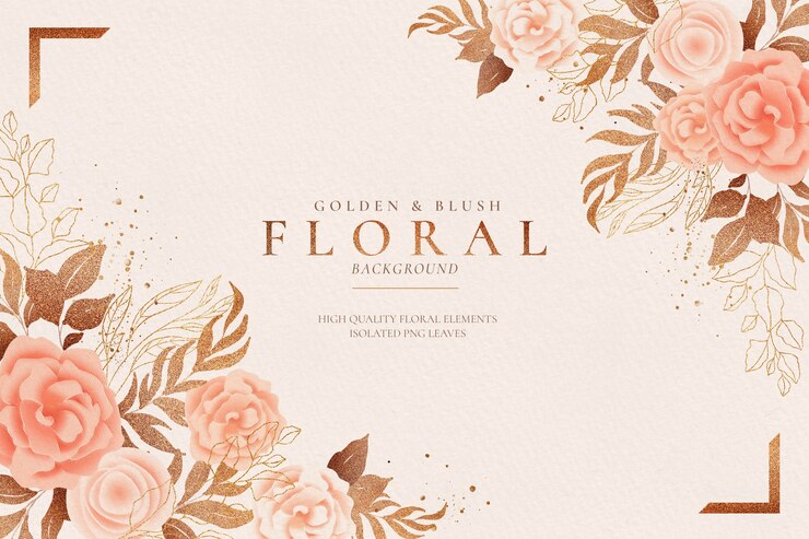 Free PSD golden and blush floral background