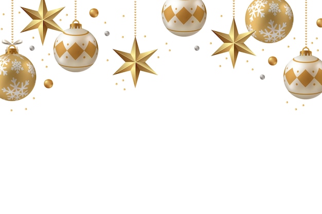 Free PSD golden christmas border with ornaments