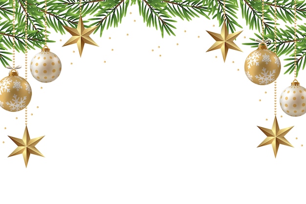 Free PSD golden christmas border with ornaments