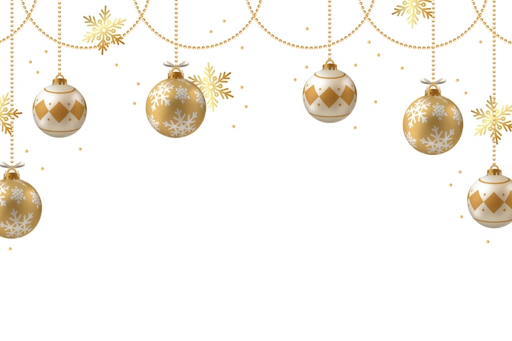 Free PSD golden christmas border with ornaments