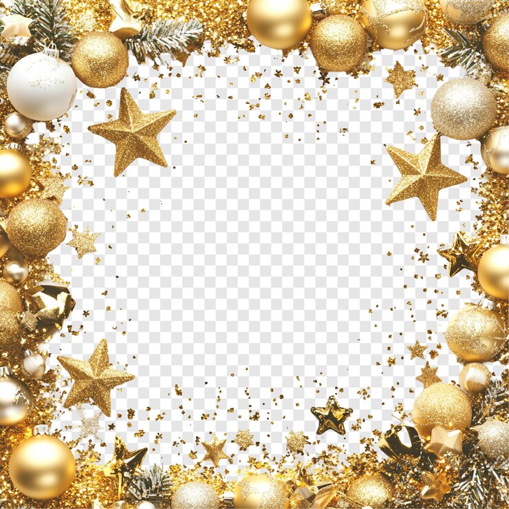 Free PSD golden christmas ornament frame festive holiday background