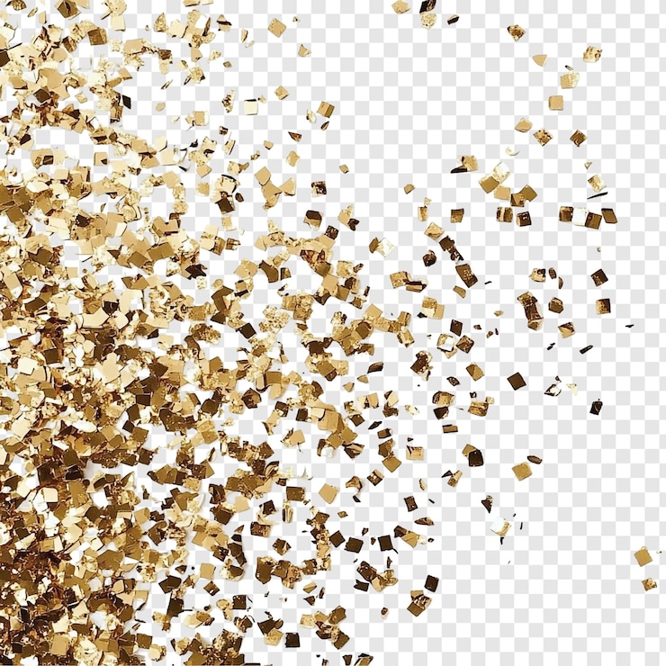 Free PSD golden confetti celebration burst