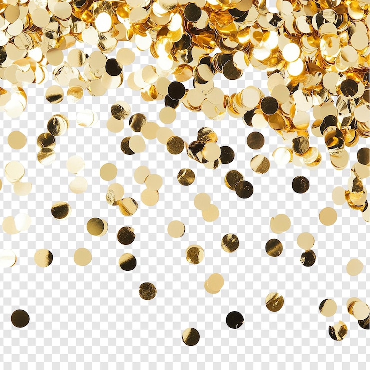 Free PSD golden confetti celebration a festive shower of glitter