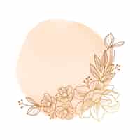 Free PSD golden flowers with watercolor stains