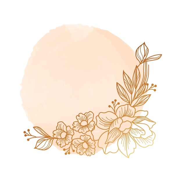 Golden flowers with watercolor stains