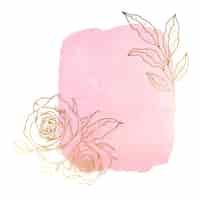 Free PSD golden flowers with watercolor stains