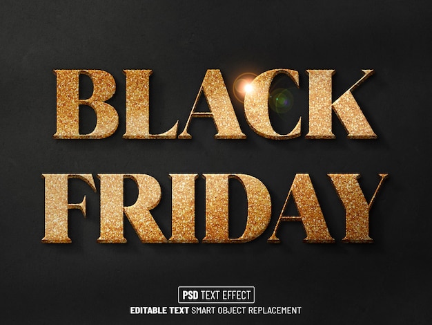 Free PSD golden foil black friday text effect