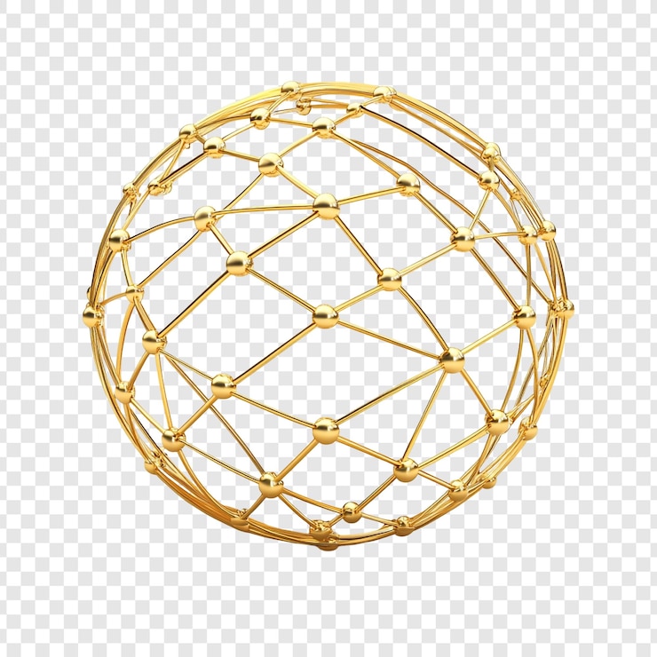 Free PSD golden geometric sphere network and connection concept