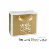 Free PSD golden gift bag mock up