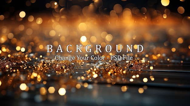 Free PSD golden glitter christmas abstract background with bokeh defocused lights