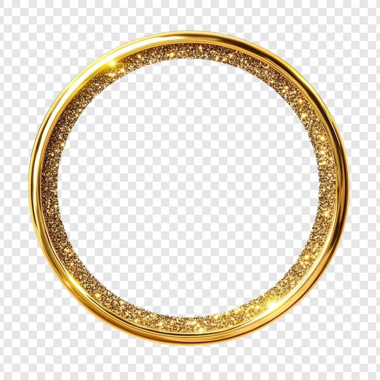 Free PSD golden glitter circle frame elegant design element