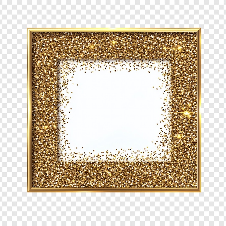 Free PSD golden glitter frame elegant sparkle border for design