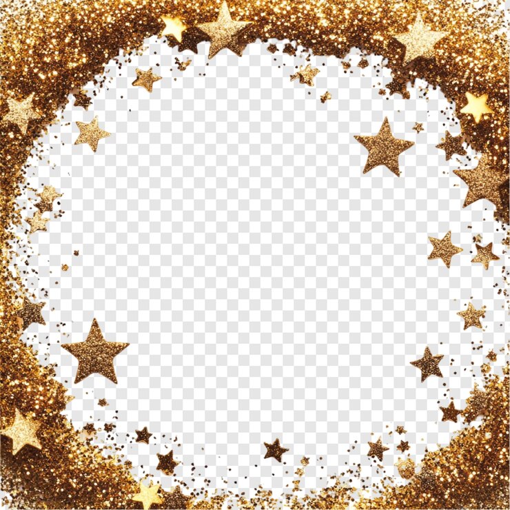 Free PSD golden glitter starry frame for festive designs