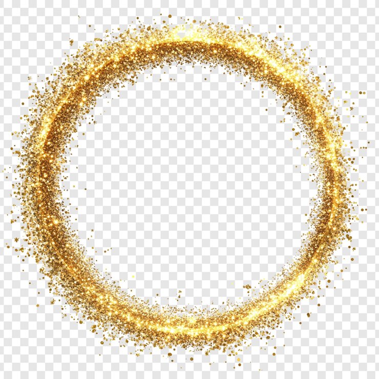 Free PSD golden glittering circle frame sparkling light effect festive design element