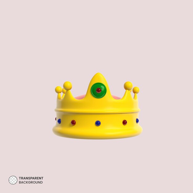 Golden King Crown with gem icon Isolated 3d render Illustration