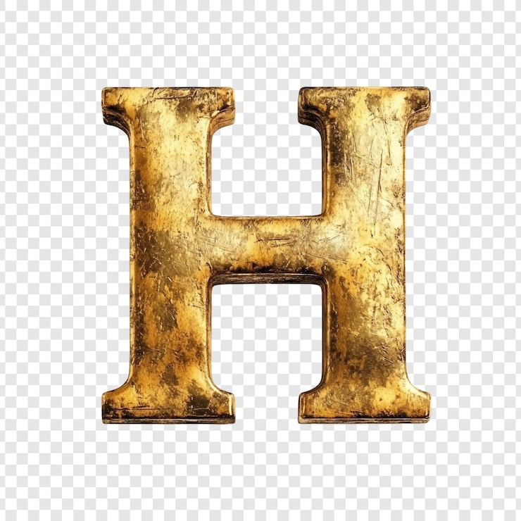 Free PSD golden letter h a textured alphabet