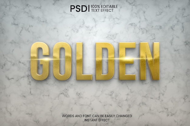 Free PSD golden and marble realistic 3d text effect