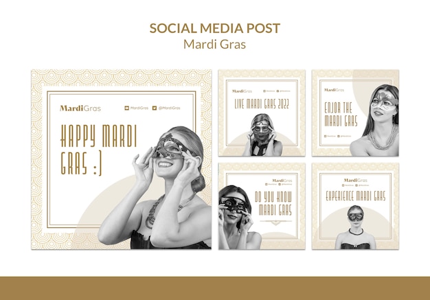 PSD gratuito post sui social media del golden mardi gras