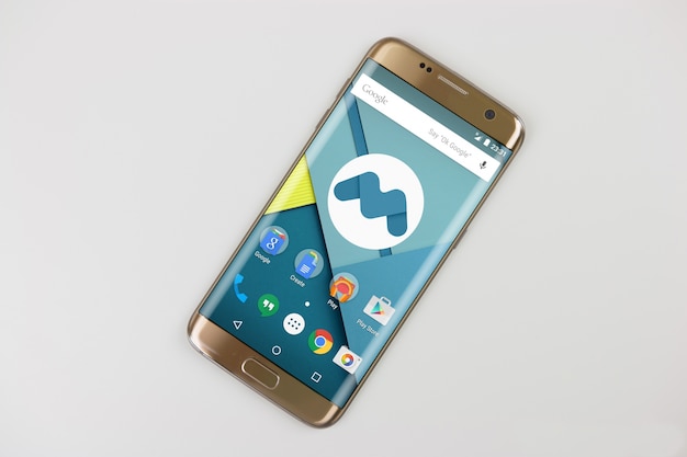 Golden mobile phone mock up