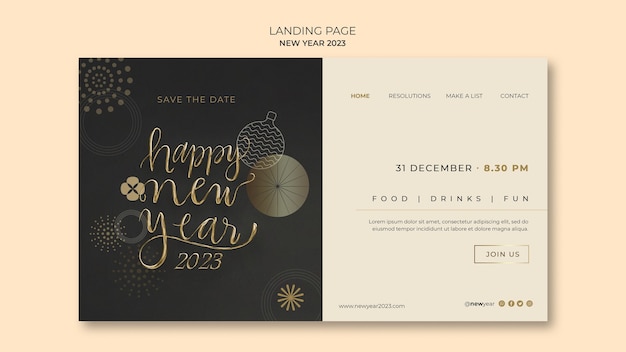 Golden new year 2023 landing page