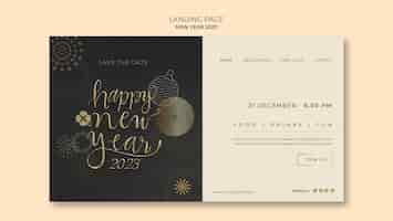 Free PSD golden new year 2023 landing page