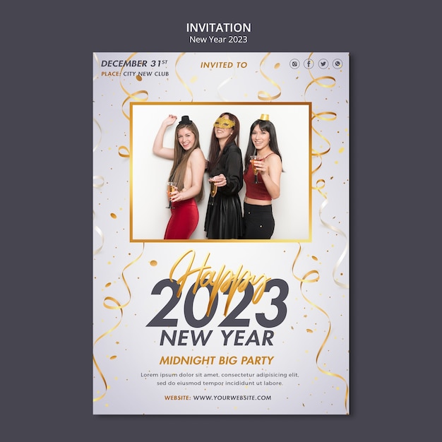 Golden new year celebration invitation