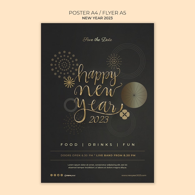 golden new year poster template