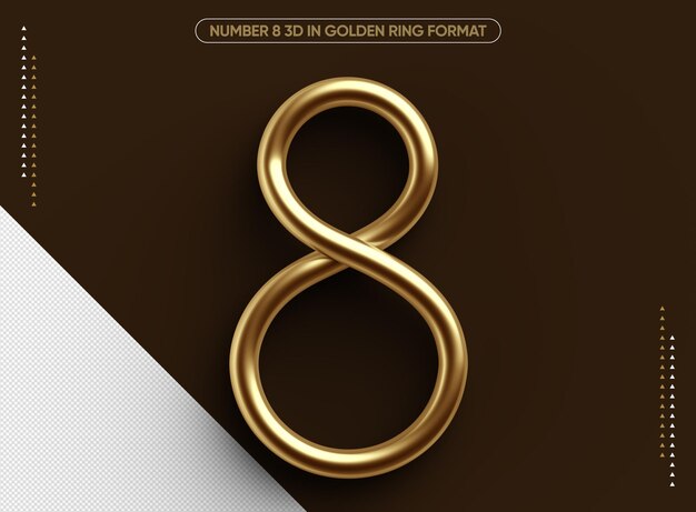 Golden numeral 8 3d