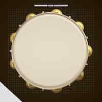 Free PSD golden realistic front tambourine