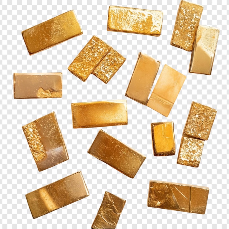 Free PSD golden rectangular tiles scattered a luxurious abstract composition