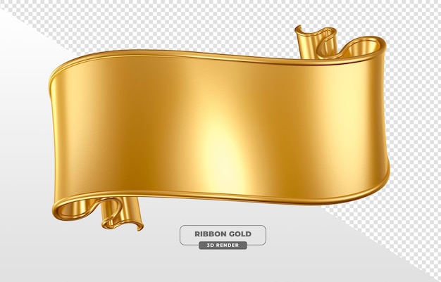 golden ribbon banner in 3d render