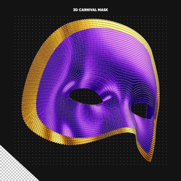 Free PSD golden rotating carnival mask with violet
