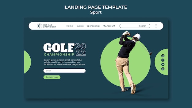 Golf club sport landing page template