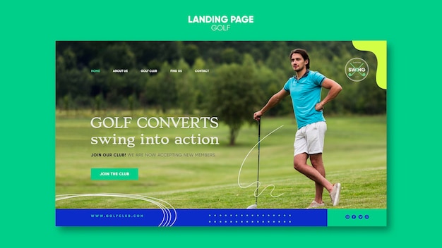 Modello di pagina di destinazione del concetto di golf