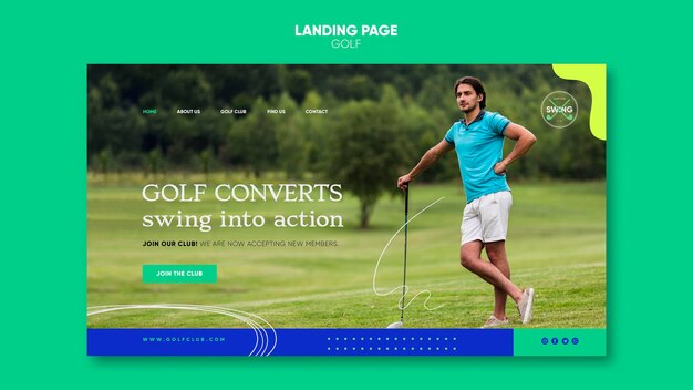 Шаблон целевой страницы концепции гольфа