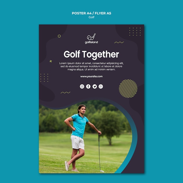 PSD gratuito praticare il golf in stile poster