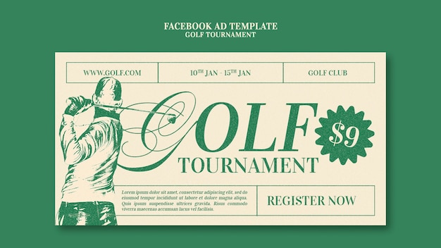 PSD gratuito schema facebook del torneo di golf