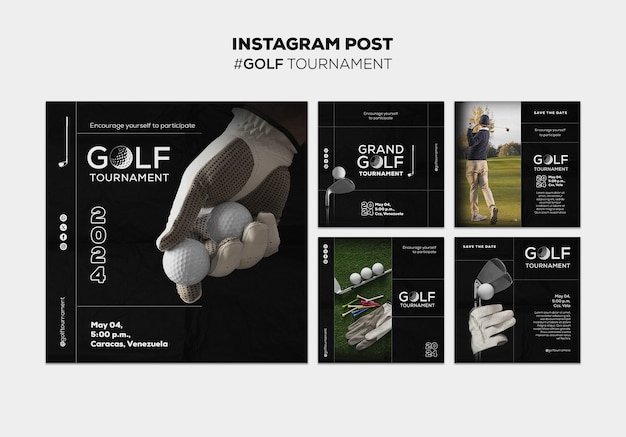 PSD gratuito post su instagram del torneo di golf