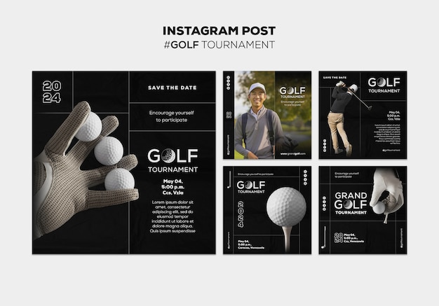 PSD gratuito post su instagram del torneo di golf