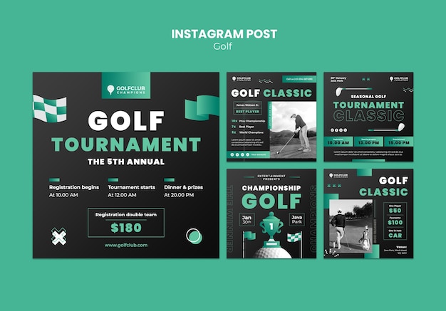 PSD gratuito post su instagram del torneo di golf