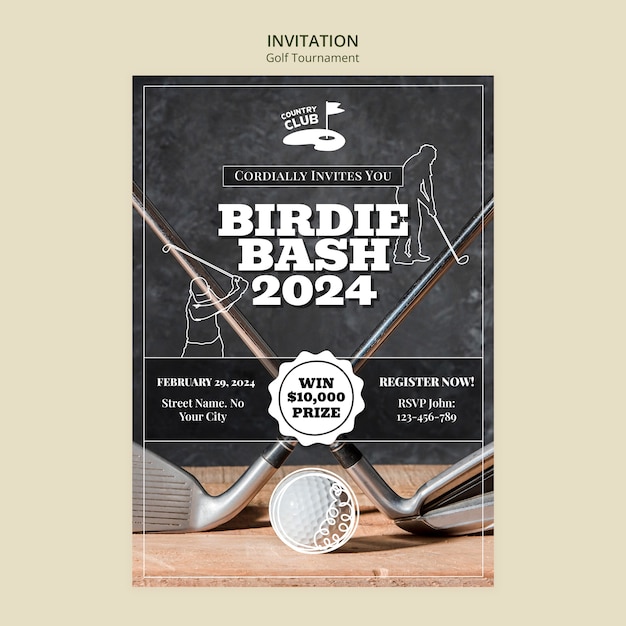 Free PSD golf tournament invitation template