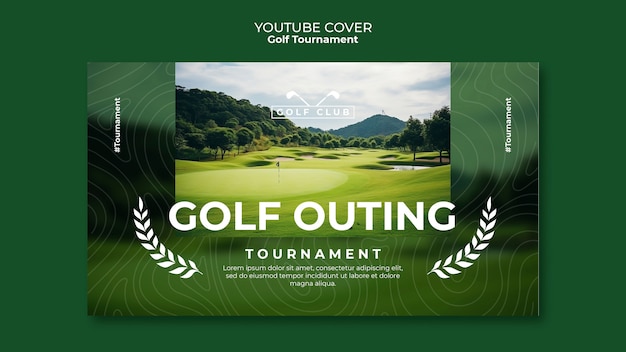 PSD gratuito copertina del torneo di golf su youtube