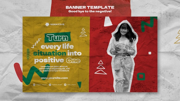 Free PSD good bye to the negative banner design template