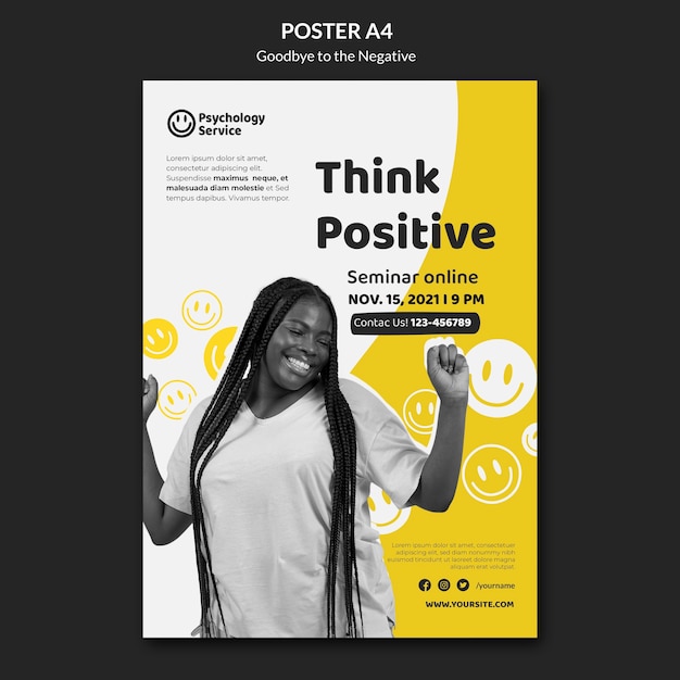Free PSD good bye to the negative poster design template