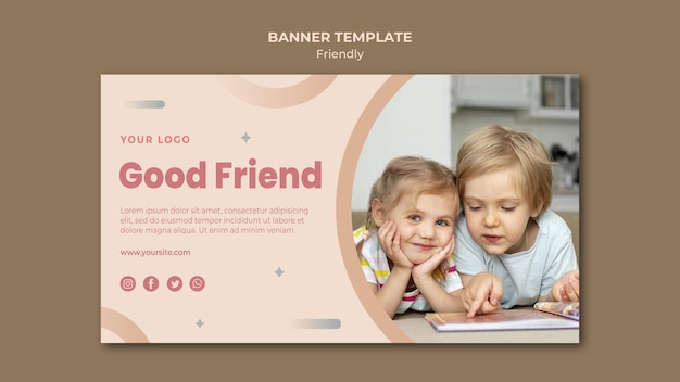 Free PSD good children friends banner web template