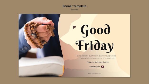 Free PSD good friday banner template with photo