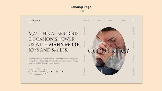 Free PSD good friday landing page template